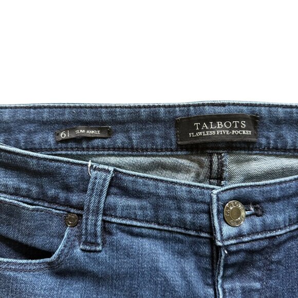 Talbots Womens Slim Ankle Jeans Size 6 Flawless Five-Pocket Design Dark Wash Den - Picture 2 of 8
